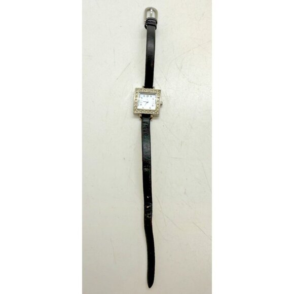 Fossil F2 Nordstrom ND-3586 Quartz Square Women's Watch Crystal Bezel Black Band - Picture 3 of 7